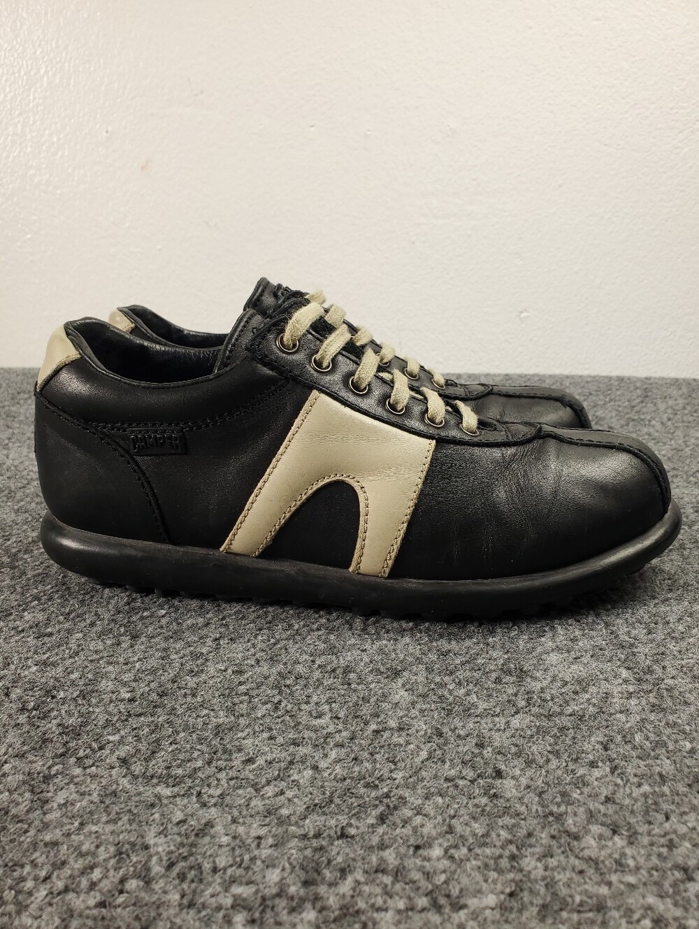 Camper Pelotas Ariel Leather Sneakers Womens 39 8.5 Vintage Y2K Black Cream
